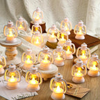 Ferraycle 24 Pcs Mini Lantern Decor 4 Inch Western Lantern Table Centerpiece Small Vintage Camping Hanging Lamp Ornaments Bulk for Cowboy Cowgirl Wedding Halloween Christmas (4 Inch,White)