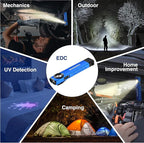 WORKPRO Rechargeable Work Light, 600 Lumens Flat Pocket Flashlight with UV Light, Magnetic Base & Clip, Slim LED EDC Flashlight for Garage, Camping, Home, and Emergencies
