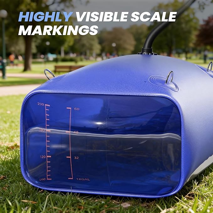 Large Capacity Water Storage Bladder with Visible Scale, Portable Water Tank Containers, Bladder Tank for Drought Resistance, Fire Prevention, Emergency, Outdoor & Irrigation (110L/29Gal, Blue)