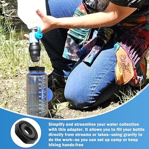 Filter Adapter for Sawyer Squeeze - Quick Connect & Leak-Proof, Lightweight, Compatible with Nalgene Wide Mouth Bottles for Easy Outdoor/Indoor Water Filtration