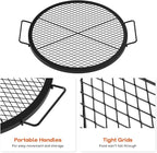 onlyfire Round Fire Pit Grill Grate, Heavy-Duty Steel Cooking Grate with X-Marks Design, Portable Campfire Grill for Outdoor BBQ, Camping, Picnics - 24 Inch