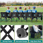 1MORE Soccer Bench - Portable Folding Team Bench, 8 Seats Foldable Sideline Benches, Soccer Chair with Bag & Backrest, Adult Team Chair for Football Camp Sport Events Outdoor Seating.Black -2PACK