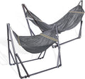 2 in 1 Hammock and Swinging Chair with Collapsible Steel Stand 450 lbs Capacity- Carrying Case, Portable & Adjustable, Perfect for Camping Beach Summer Patio, EZ Daze Foldable Hammock with Stand-Grey