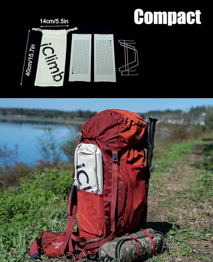 iClimb Mini Solo Folding Table Ultralight Compact for Backpacking Camping Hiking Beach Picnic (Nature - S)