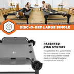 Disc-O-Bed Large Outdoor Modular 1 Person Single Camping Cot Portable Bed for Adults, Sleep Solution for Tents, Grey