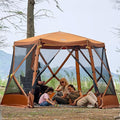 TIMBER RIDGE Easy Pop Up Gazebo Canopy Tent for Camping, 11.5 X 9.8 Ft Portable Instant Screenhouse, Pop Up Screened in Canopy with Netting for Backyard, Patio, Outdoor, Tailgating, Picnics, Orange