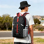 25L Foldable Backpack & Bucket Hat 2 IN1 Combo, Lightweight packable Travel Set, Compact Daypack Sun Fisherman Hat (Black)