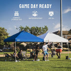 CROWN SHADES 12x12 Pop Up Canopy Outside Canopy, Patented One Push Tent Canopy with Wheeled Carry Bag, Bonus 8 Stakes and 4 Ropes, Blue
