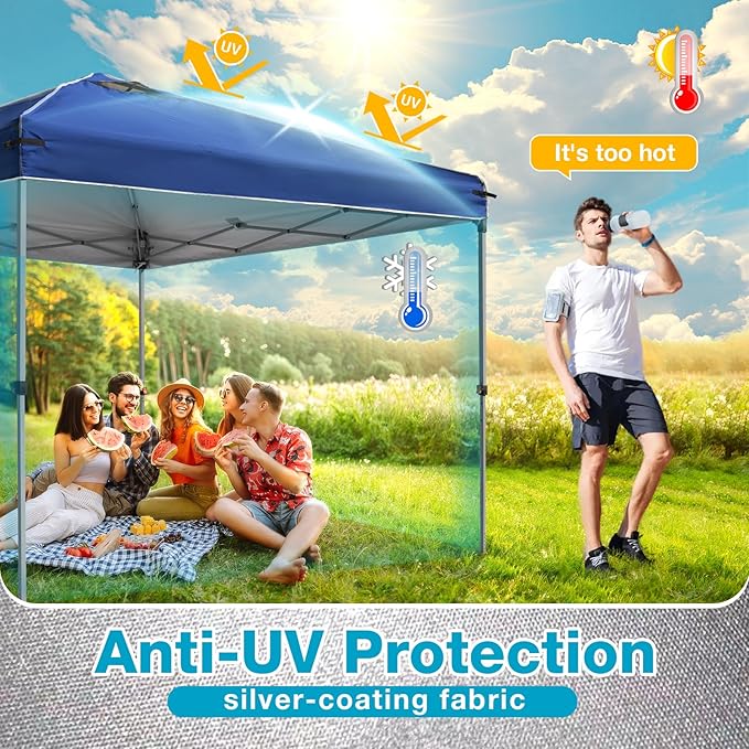 8x8 Canopy Replacement Top Cover with Air Vents for ez up Pop up Canopy Gazebo Tent with Adjustable Straps,Waterproof & Anti-UV for Outdoor Shade (Top Only,Frame Not Included) (Navy Blue)