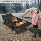 ABORON XXL Camping Cot for Adults 900LBS - 78"×32" Oversized Folding Bed with Mattress Pad, Heavy Duty 1200D Oxford Outdoor Cot with Carry Bag