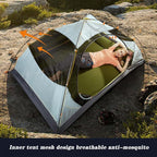 Double-layer camping tent, 1 ~ 2 people tent, wind / rain / breathable, 8.5 mm aviation aluminum poles, outdoor camping / hiking portable backpacking tent (blue)