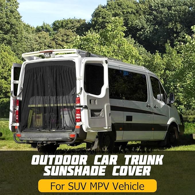 Car Tailgate Mesh Screen, Breathable Magnetic Vehicle Mesh Tent for Tailgate UV Sun Protection, Portable Privacy Automotive Net Cover Accessories, Universal for SUV RV Truck