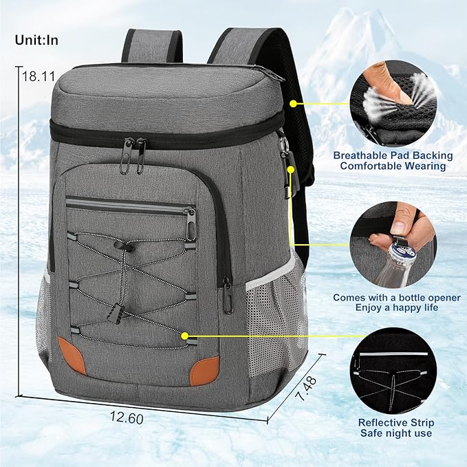 Backpack Cooler Insulated Leak Proof for Men Wowen 36 Cans Soft Cooler Backpack Insulated Waterproof Large Capacity Coolers Bag Portable for Lunch Camping Travel Picnic Hiking