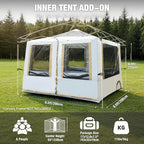 REDCAMP Canopy Camping Tent for Pop Up Canopy, Inner Tent with Mesh Window, Converts Straight Leg 10ft Canopy into Camping Shelter, Fits 4-6 Person, Khaki White(Frame/Shelter NOT Included)