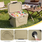 COSTWAY Insulated Portable Cooler, Hard Shell Ice Chest w/ 2 Cup Holders, Bottle Opener, Drain Plug, 3-Day Ice Retention, Outdoor Leak-Proof Dry Box for Beach, Camping, Fishing, Picnic