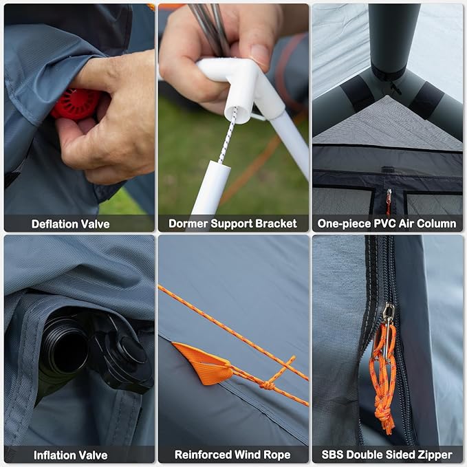 Inflatable Tents for Camping - Easy Blow Up Glamping Tent with Hand Pump, Waterproof PVC Air Inflatable Tent House for Family Weekend Camping