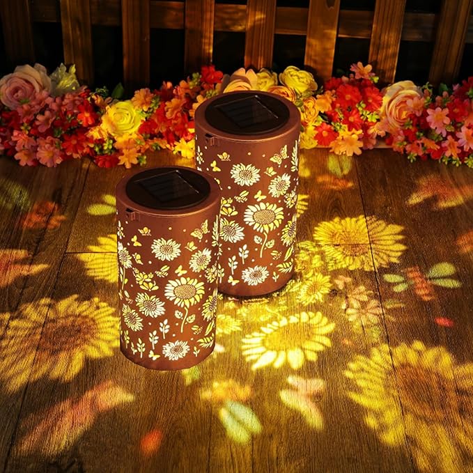 Colorful Sunflower Glow Solar Garden Lantern, Twinkle Halo Lantern, 2026 Waterproof Outdoor Solar Powered Hanging Light for Garden, Let Your Garden Bloom with Light After Sunset (B1-2PCS)