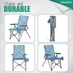 SUNNYFEEL Folding Camping Chair Heavy Duty Ergonomic Chairs Support 500lbs with Adjustable Breathable High Back Support and Cup Holder, Aluminum Frame for Fishing, Camp, Beach, Lawn, RV, Patio