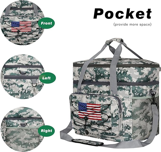 Soft Collapsible Insulated Sided Cooler - 60 Can Large Leakproof Picnic Beach Meal Prep Portable Travel Cooler for Shopping, Kayaking, Road Trips