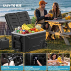 Kndko 12 Volt Car Refrigerator, 68 Quart (64L) Dual Zone Electric Cooler, Fast Cooling Portable Fridge 12V/24V DC 100-240V AC, -4℉~68℉, 12v cooler with Wheels & 2 Baskets for Camping, Road Trip, Truck