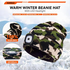 LED Beanie Hat with Light, USB Rechargeable LED Headlamp, Gifts for Men, Him, Mens Gifts, Birthday Gifts for Dad Husband, Boyfriends, Black, Camouflage