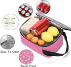 BEIMILY Lunch Box for Men Women Adults,Mini Insulated Lunch Bag for Office Work Picnic,Reusable Portable Lunchbox,Soft Cooler Tote Bag,6 can cooler bag,Mini,Pink