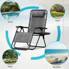 Homall Zero Gravity Chair Patio Folding Lawn Outdoor Lounge Reclining Chair with Cup Holder Pillows for Poolside Backyard and Beach Set of 4 Double Grey
