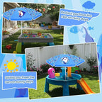 Sweetude Water Table Umbrella (Table Not Included), Kids Seaside Beach Umbrella Picnic Canopy for Summer Toddlers Sand Beach Camping Garden Outdoor Pool Shade Party Supply(Shark Theme)