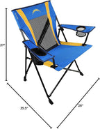 Kijaro Sports Fan Folding Chair, 26" L x 35.5" W x 37" H, Los Angeles Chargers