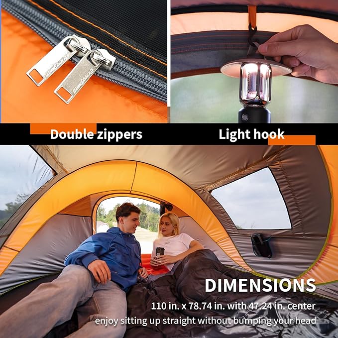 EchoSmile Instant Pop Up Camping Tent, 2/4/6 Person, Easy Setup Tent, Water Resistant Dome, Portable with Carry Bag
