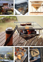 CAMPINGMOON X-MINI PRO Portable Charcoal Grill 9.65 Inch Stainless Steel Tabletop Grill Fire Pit 3 Level Adjustable Height Grill for Camping Outdoor Cooking Barbecue Carry Bag