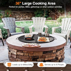 Lineslife X-Marks Fire Pit Cooking Grill Grates Portable, Heavy Duty Foldable Round Campfire Grill Grate, Firepit Grill Grate with Handles, Ideal for Outdoor BBQ Picnics, 36 Inch Black