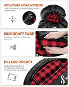 Sportneer Sleeping Bags for Adults, 0 Degree Sleeping Bag XL Flannel Winter Cold Weather Sleeping Bag with Detachable Hood Compression Sack for Camping, Backpacking, Hiking