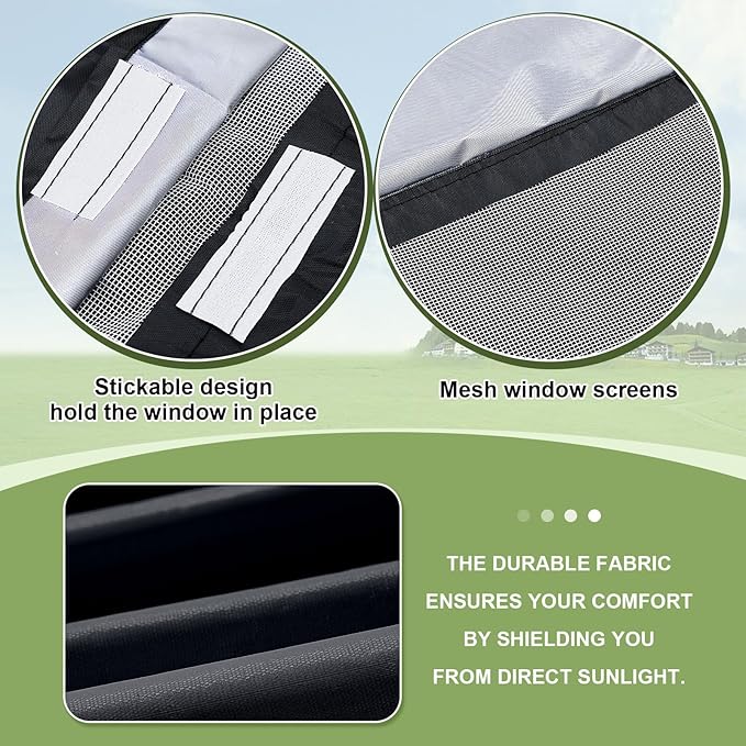 4Pcs Canopy Sidewall for 10x10 Canopy Frame Enclosure Wall with Mesh Window Replacement Side Wall for 10x10 Pop up Tent Outdoor Party, No Frame or Top(Black)