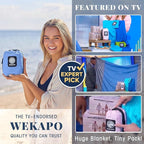 WEKAPO Beach Blanket Sandproof Waterproof, Extra Large Beach Mat, Oversized & Compact Sand Free, Quick Drying Beach Essentials for Vacation, Cruise, Picnic & Camping with Stakes