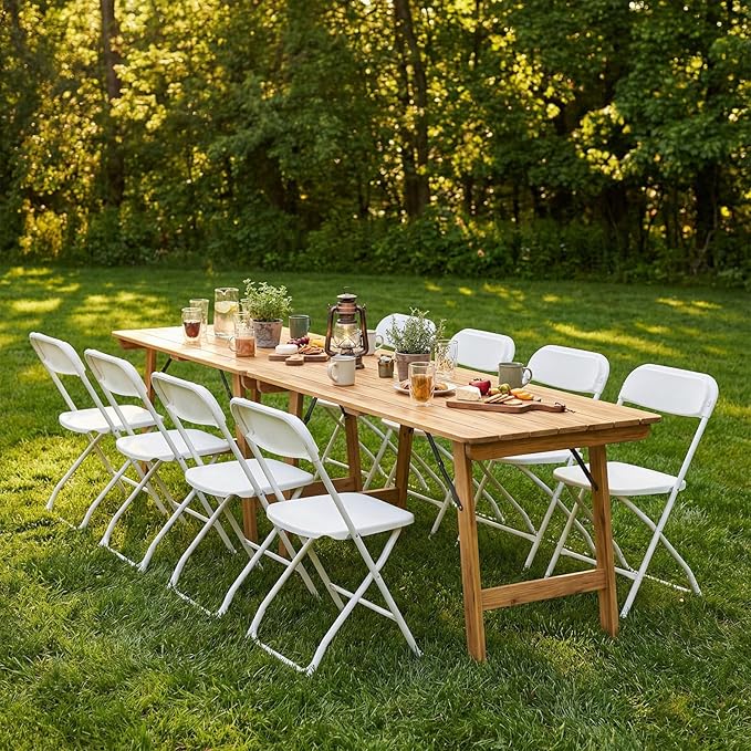 DUMOS Folding Chairs Sets of 20, 330lbs Plastic Stackable Home Dining Chairs, Portable Fold Up for Indoor Outdoor, Patio, Camping, Garden, Party (White)