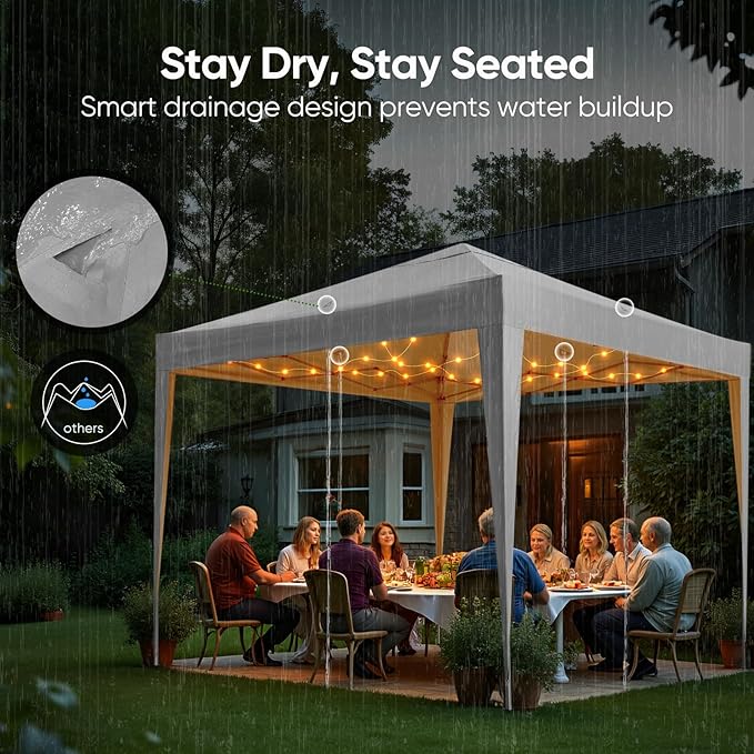 Quictent 10x10 Pop Up Canopy Tent - Instant Setup Gazebo for 1 Person, Portable & Compact, Waterproof & UV Protection, Ideal for Camping, Beach, Parties, Markets and Outdoor Events