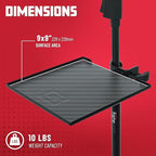 Gator Frameworks Microphone Stand Clamp-On Utility Shelf with 10 Pound Weight Capacity, 9" x 9" Shelf (GFW-SHELF0909)