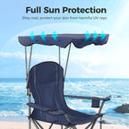 ALPHA CAMP Heavy Duty Canopy Lounge Chair Sunshade Hiking Travel Chair with Cup Holder