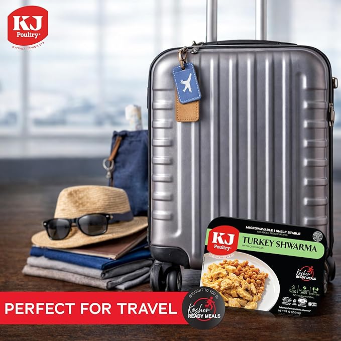 KJ Poultry Kosher Ready Meals - Turkey Shwarma, MRE Meat Meals Ready to Eat, Gluten Free, Halal, (12 Pack) Prepared Entree Fully Cooked, Shelf Stable Microwave Dinner, Travel, Military, Camping