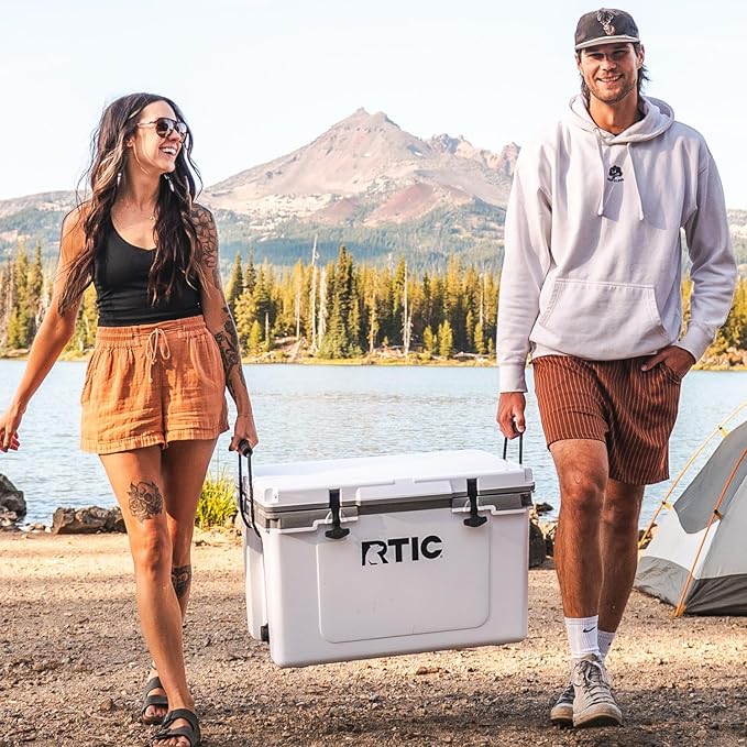 RTIC Ultra-Light 52 Quart Hard Cooler Insulated Portable Ice Chest Box for Beach, Drink, Beverage, Camping, Picnic, Fishing, Boat, Barbecue, 30% Lighter Than Rotomolded Coolers