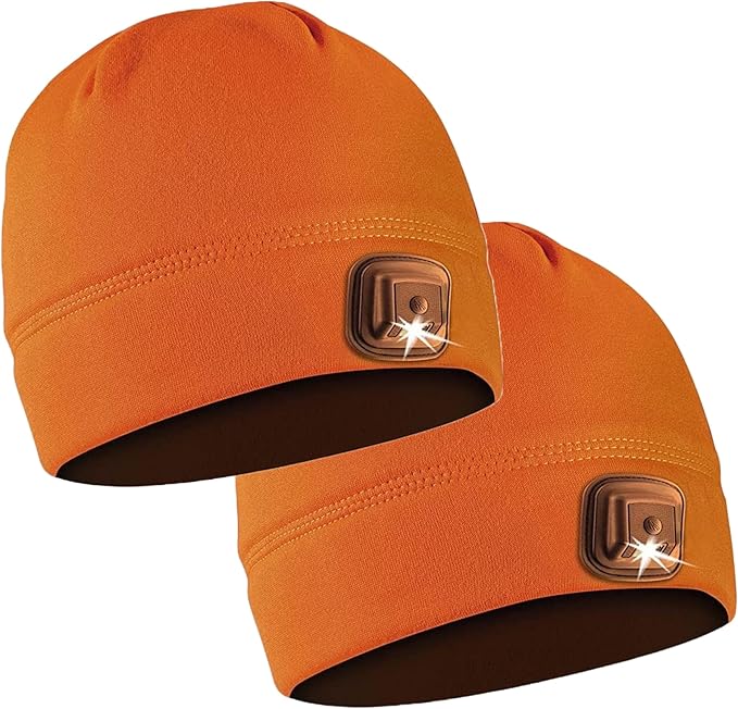 POWERCAP LED Hat Light 150 Lumens Rechargeable Fleece Beanie with Bright Built-in Headlamp Waterproof LED Warm One Size Cap