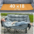 Portal Double Camping Chair, 2 Person Folding Loveseat for Adults, Padded Cushion Camp Lawn Love Seat with Side Pocket Portable Couch, Two Person Heavy Duty Wide Chairs with Cup Holder, 600 lbs