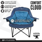 Black Sierra Oversized Camping Chair for Adults – 400 lb Heavy Duty Folding Chair with Cup Holders & Carry Bag