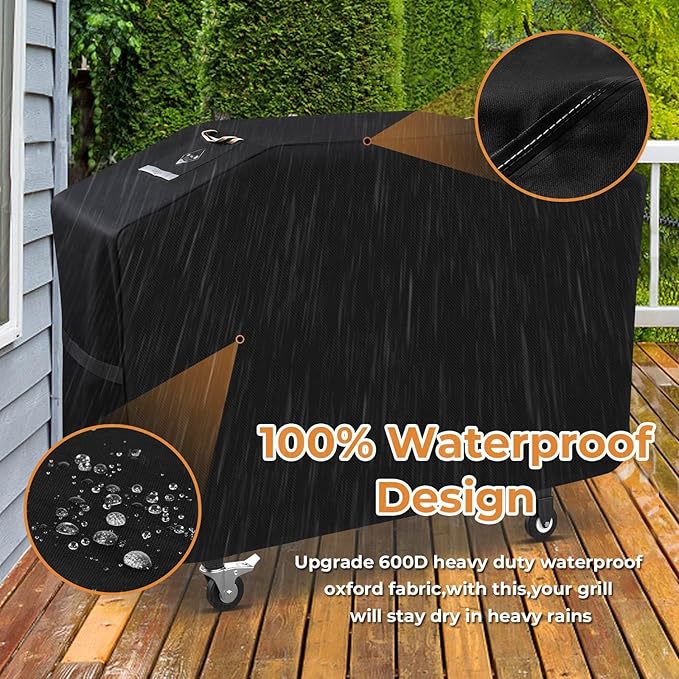 Griddle Cover for Blackstone 28 inch Griddle with Hood,Upgraded Rip-Proof & Waterproof Windproof 600D 5483 Grill Cover for Blackstone 2 Burner Griddle with Strap and Air Vent