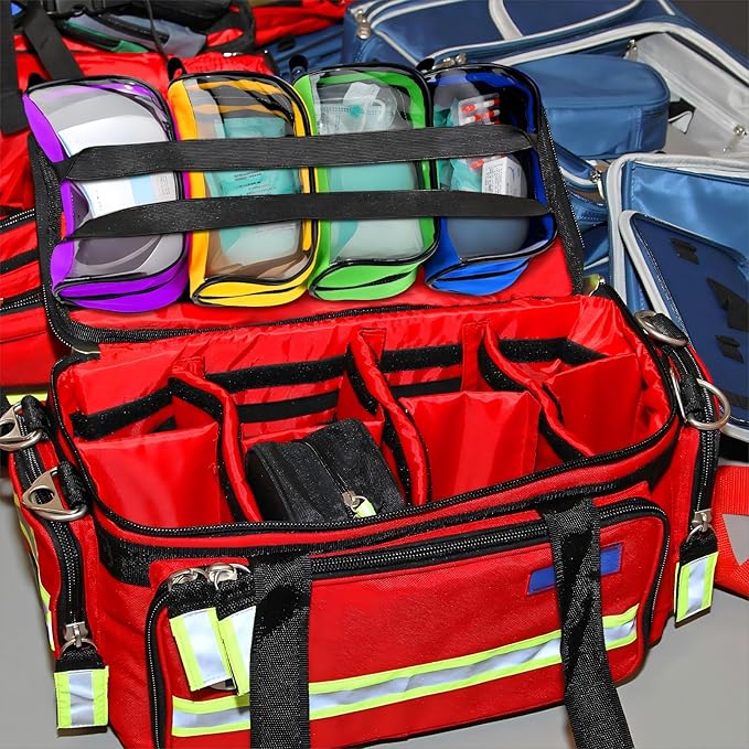 Oudain 8 Pcs First Aid Bag Empty 8 Colors First Aid Pouches Portable Medical Bag with Zipper and Transparent Window Medical Organizer Kit Accessory for Home Outdoor Travel Supplies