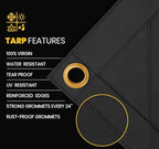 PROTARP Heavy Duty 14 OZ Water Resistant Canvas Tarp, UV Resistant Tarpaulin Cover with Rustproof Brass Grommets, Multipurpose for Canopy, Roof, Camping, Woodpile (Brown 20'X30')