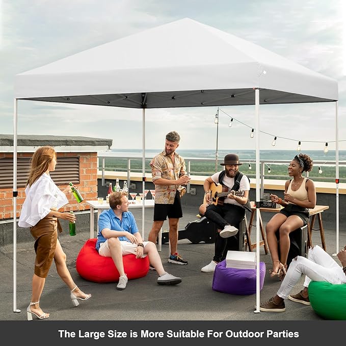 Northroad 10x10ft Pop Up Canopy, Popup Outdoor Canopy Tent with Wheeled Carrying Bag,Portable Gazebo Shelter for Patio,Deck,Garden,Beach（White）