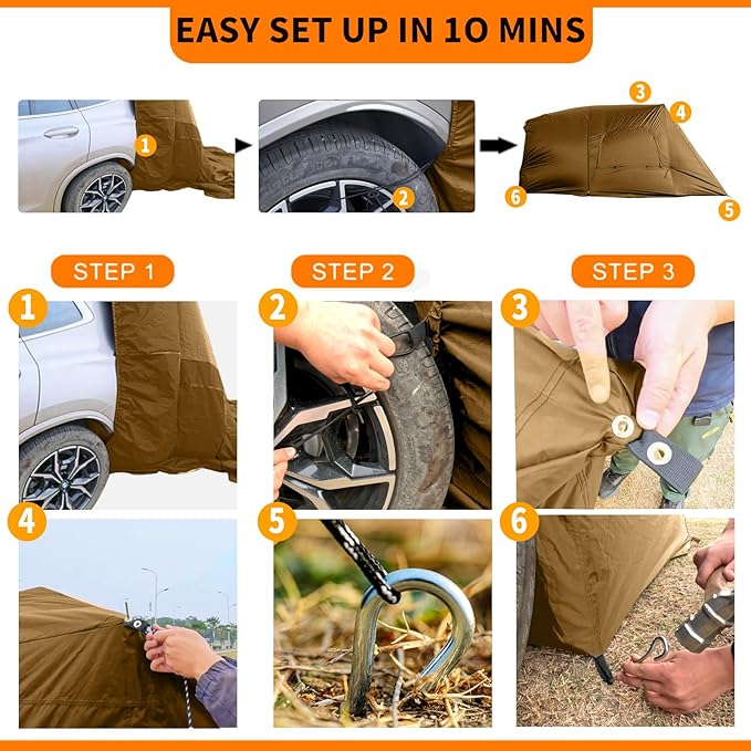 SUV Tents for Camping, Car Tents for Camping 4-6 People, SUV Tent Attachment Tailgate Tent