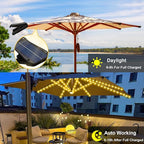 ZNYCYE Patio Umbrella Solar Lights with 8 Lighting Modes - Upgraded Larger Solar Panel Clip 5V 152 LEDs Umbrella Lights Outdoor Waterproof for Patio Beach Tent Camping Garden Decor, Warm White